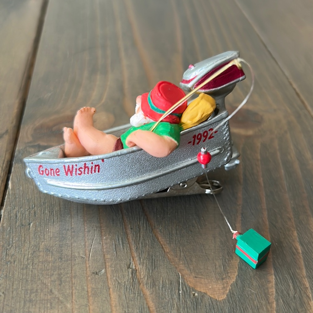 Hallmark Gone Wishin Santa Boat Fishing Ornament